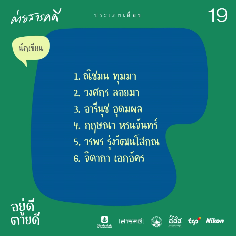 ประกาศผลผู้ผ่านการคัดเลือกเข้าร่วมโครงการค่ายสารคดีครั้งที่ 19 #อยู่ดีตายดี 2 announcecamp19 01