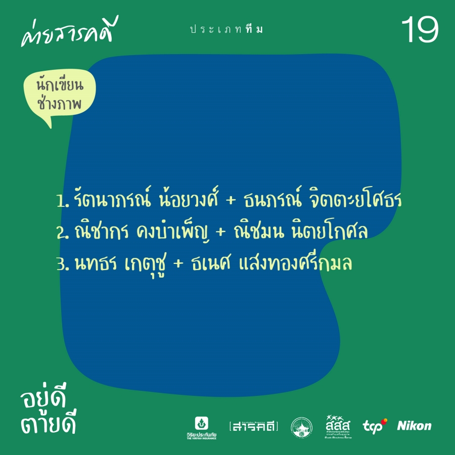 ประกาศผลผู้ผ่านการคัดเลือกเข้าร่วมโครงการค่ายสารคดีครั้งที่ 19 #อยู่ดีตายดี 5 announcecamp19 04